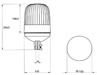 Maják výstražný oranžový DASTERI 24V uchycení na tyč