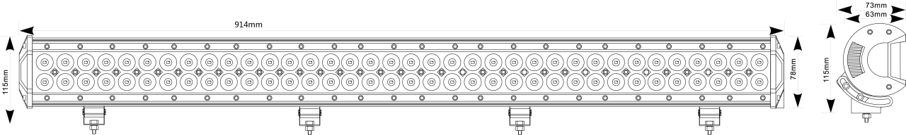 Světlomet pracovní rampa LED 12-24V 234W 915mm 15210Lm