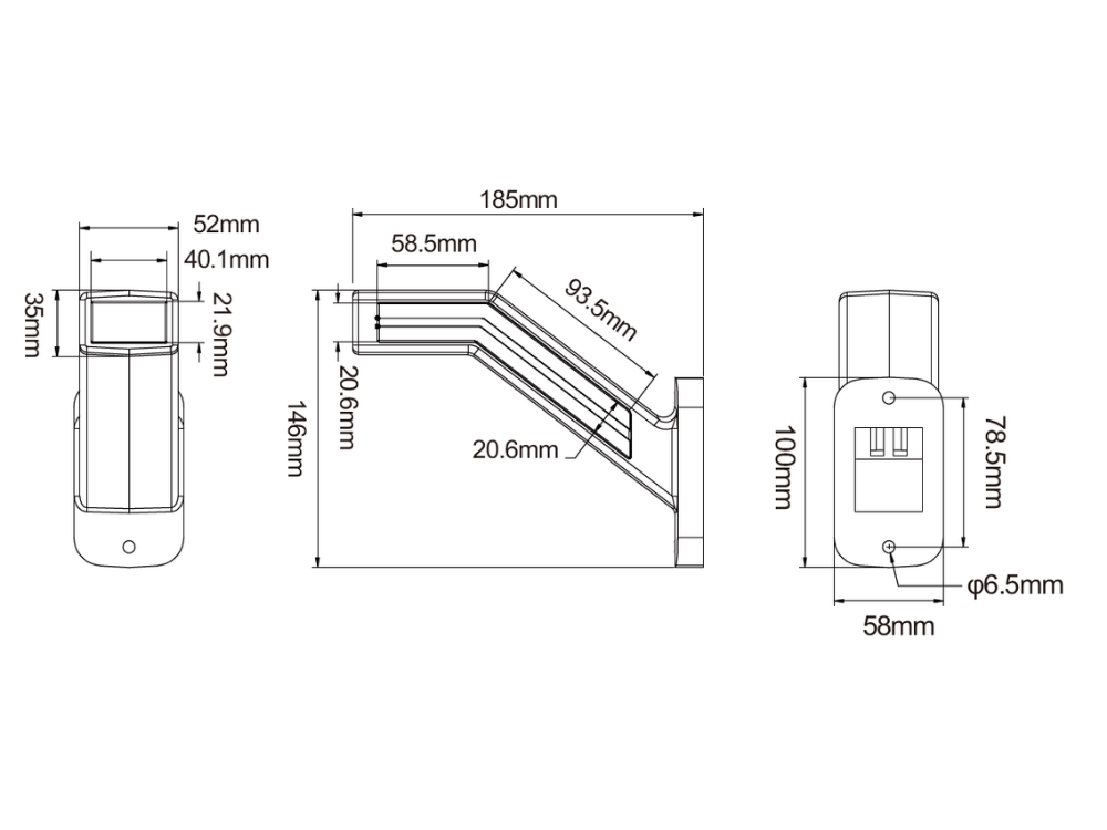 Svítilna LED obrysová  levá