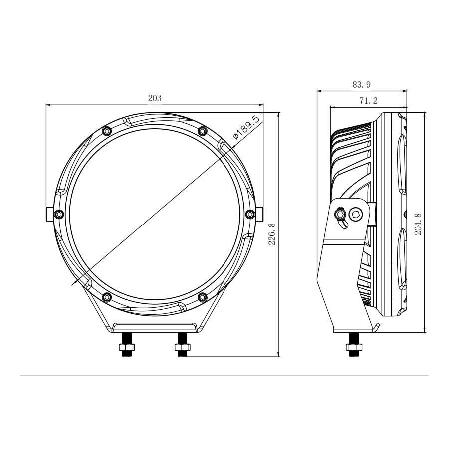 Světlomet dálkový LED kulatý 12/24V