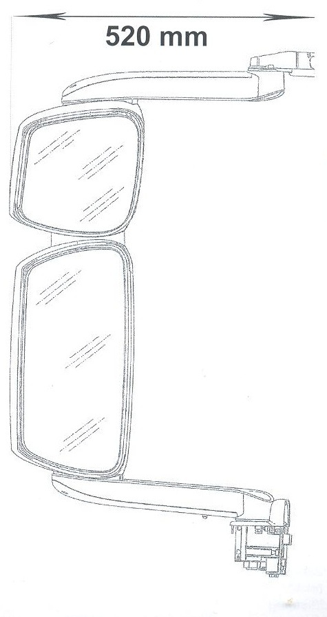 Zrcátko zpětné s držákem Iveco Stralis pravé 24V, el.ovládané