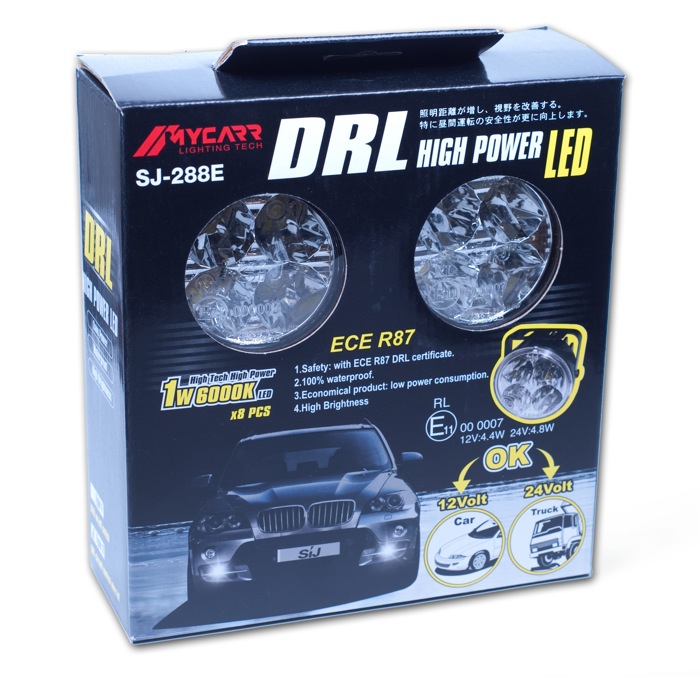 Světlo denní kulaté LED 12/24V sada