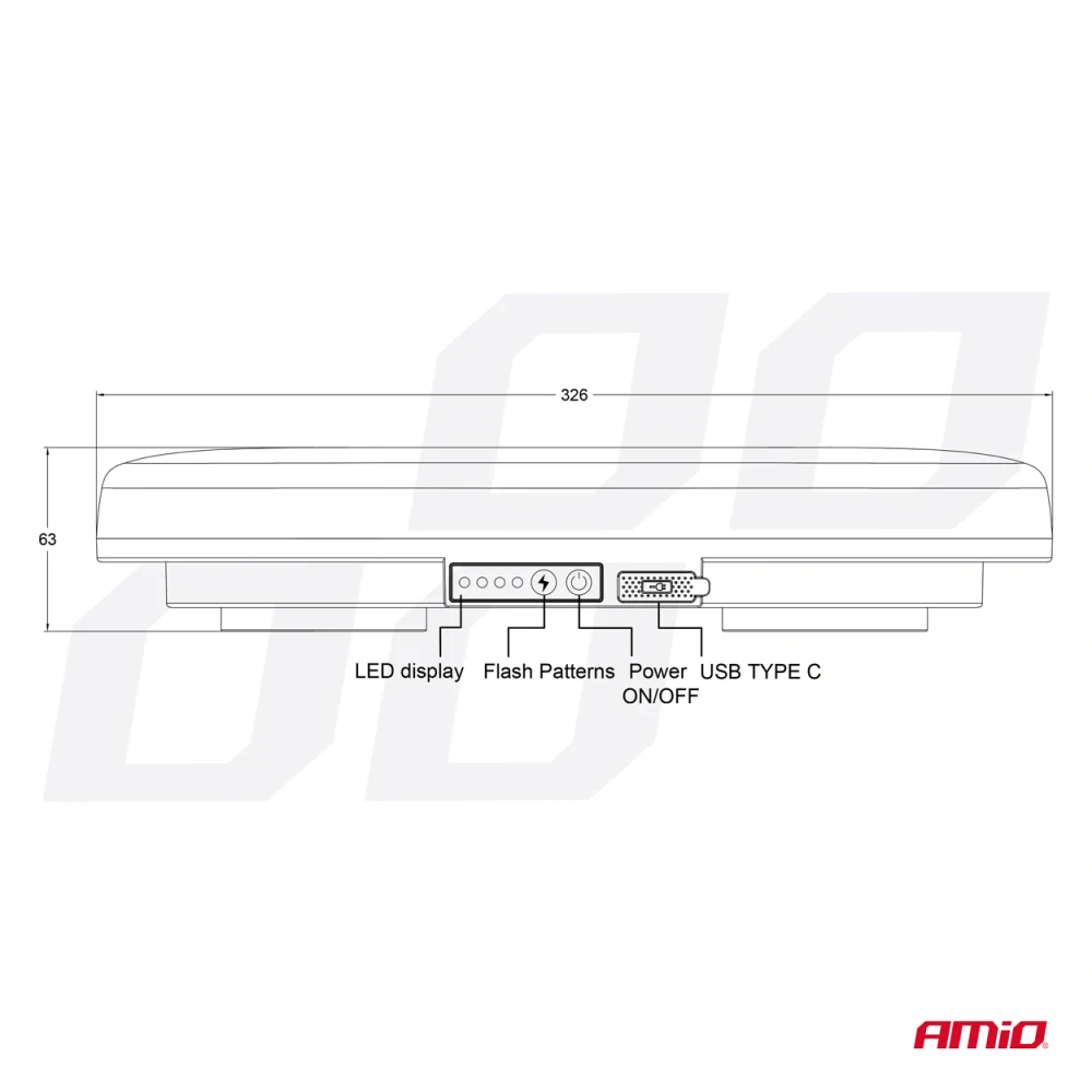 Maják rampa LED 12/24V magnetická dálkové ovládání, nabíjecí
